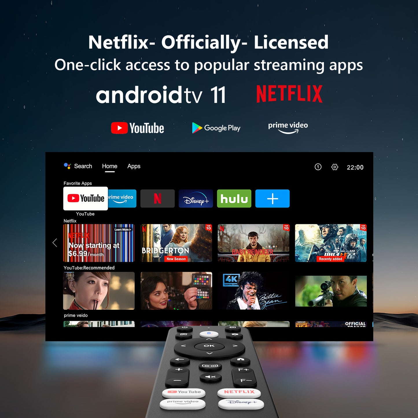 CAIWEI S7+ 4K Projector with 2025 Google TV 【Netflix Certified & Tof+CMOS Auto Focus】2400 ANSI Daytime Smart Projector Wireless NFC, WiFi6, Bluetooth,HDR10+,Dolby Audio,for Home Cinema/Outdoor Movies