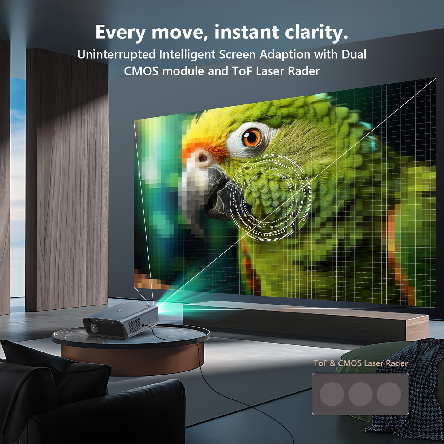 CAIWEI S7+ 4K Projector with 2025 Google TV 【Netflix Certified & Tof+CMOS Auto Focus】1900 ANSI Daytime Smart Projector Wireless NFC, WiFi6, Bluetooth,HDR10+,Dolby Audio,for Home Cinema/Outdoor Movies