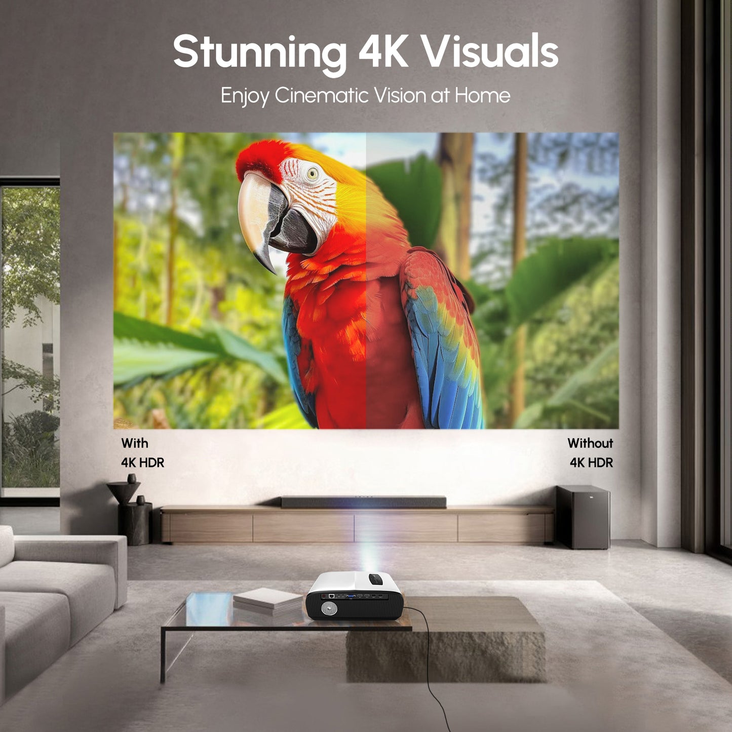 CAIWEI A9S Ultra HD 4K Projector with 5G Wifi and Bluetooth, Movie Projectors with NETFLIX/YouTube Android TV 9.0