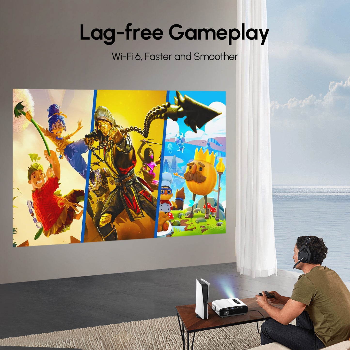 CAIWEI A9S Ultra HD 4K Projector with 5G Wifi and Bluetooth, Movie Projectors with NETFLIX/YouTube Android TV 9.0