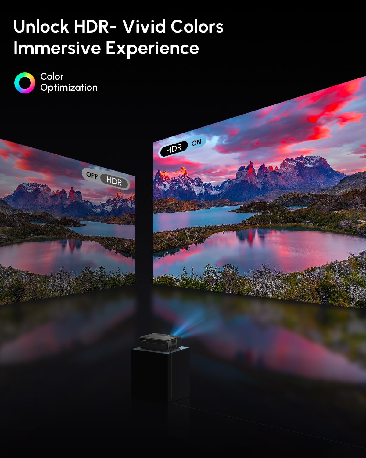 CAIWEI A8+ 4K Google TV Projector with Streaming Apps, Netflix Licensed 1200 ANSI Smart Projector with Wifi and Bluetooth Google Play, HDR, Dolby Audio, NFC, Auto Focus for Home Theater, Indoor, Bedroom