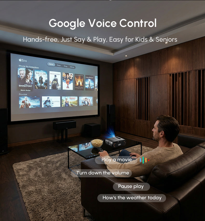 CAIWEI 1000D 4K Google TV Projector | 4200 ANSI, Dual Mic, Dolby, Daylight