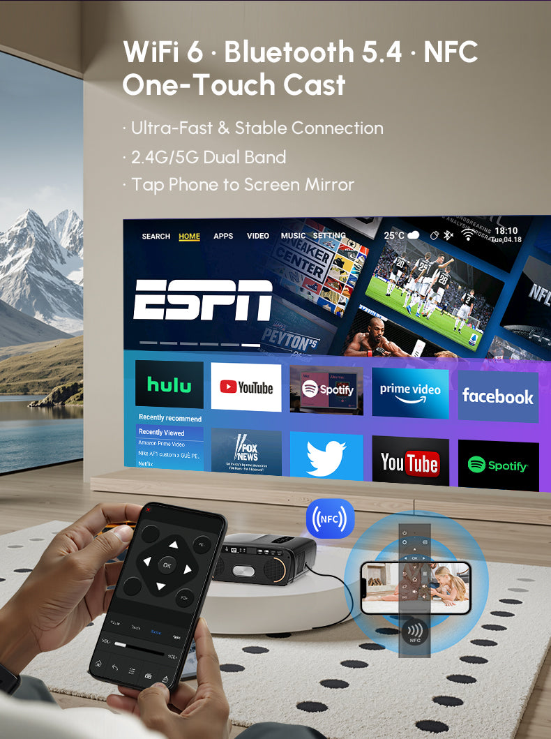 CAIWEI 1000D 4K Google TV Projector | 4200 ANSI, Dual Mic, Dolby, Daylight