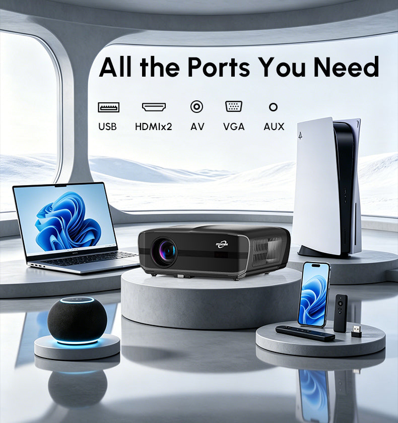 CAIWEI 1000D 4K Google TV Projector | 4200 ANSI, Dual Mic, Dolby, Daylight