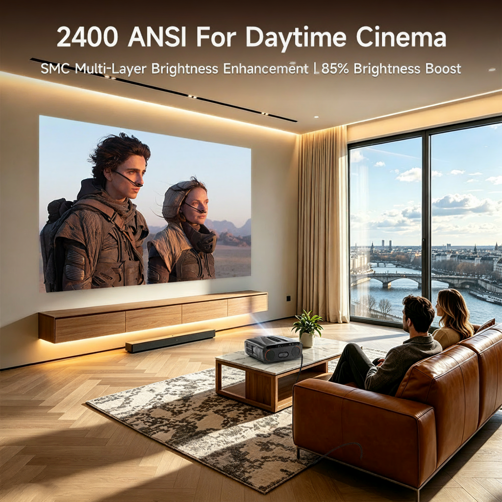 Netflix Certified 4K Smart Projector Native 1080P Dolby Audio WiFi6 Bluetooth Auto Focus Auto Keystone HDR Home Theater HDMI