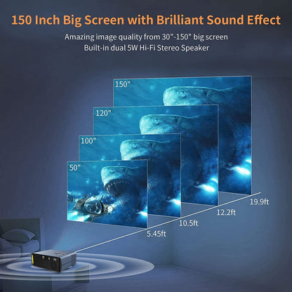 800DAB Native 1080P WiFi Bluetooth Projector, 8500Lumen Outdoor Movie Projector