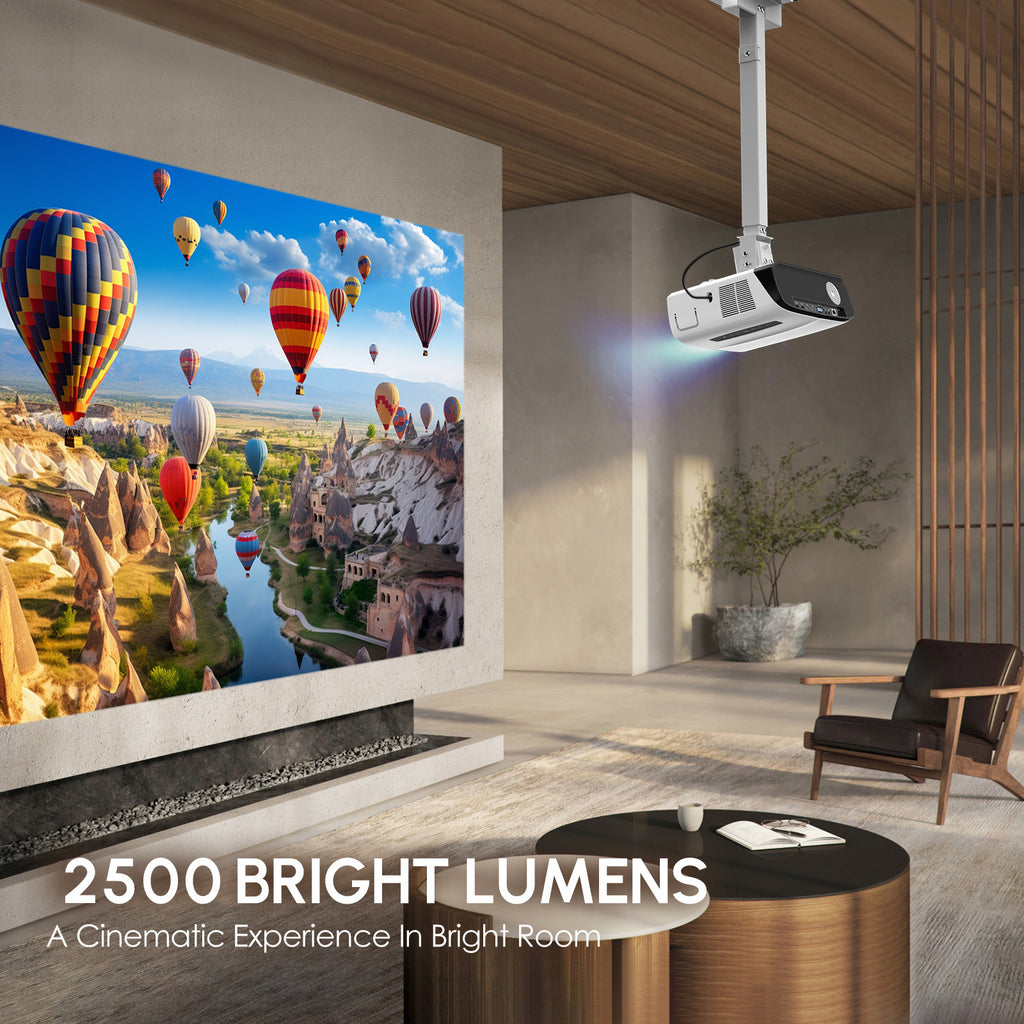 CAIWEI A9S Ultra HD 4K Projector with 5G Wifi and Bluetooth, Movie Projectors with NETFLIX/YouTube Android TV