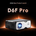 CAIWEI D6F 1080P 4K Projector | 1600 ANSI, AI Auto Focus, Low Latency