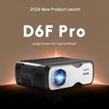 D6F Native 1080P Projector with 4K Support, 1600 ANSI Lumens Smart Projector with AI Auto Focus & Keystone, WiFi 6 & Bluetooth 5.4, Dolby Audio, Ultra-Low Latency Gaming, EyeCare 2.0 — Ideal for Home Theater & Outdoor Movies