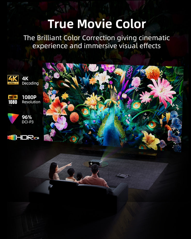 CAIWEI S7+ 4K Projector with 2026 Google TV 【Netflix Certified & Tof+CMOS Auto Focus】2500 ANSI Daytime Smart Projector Wireless NFC, WiFi6, Bluetooth,HDR10+,Dolby Audio, for Home Cinema/Outdoor Movies
