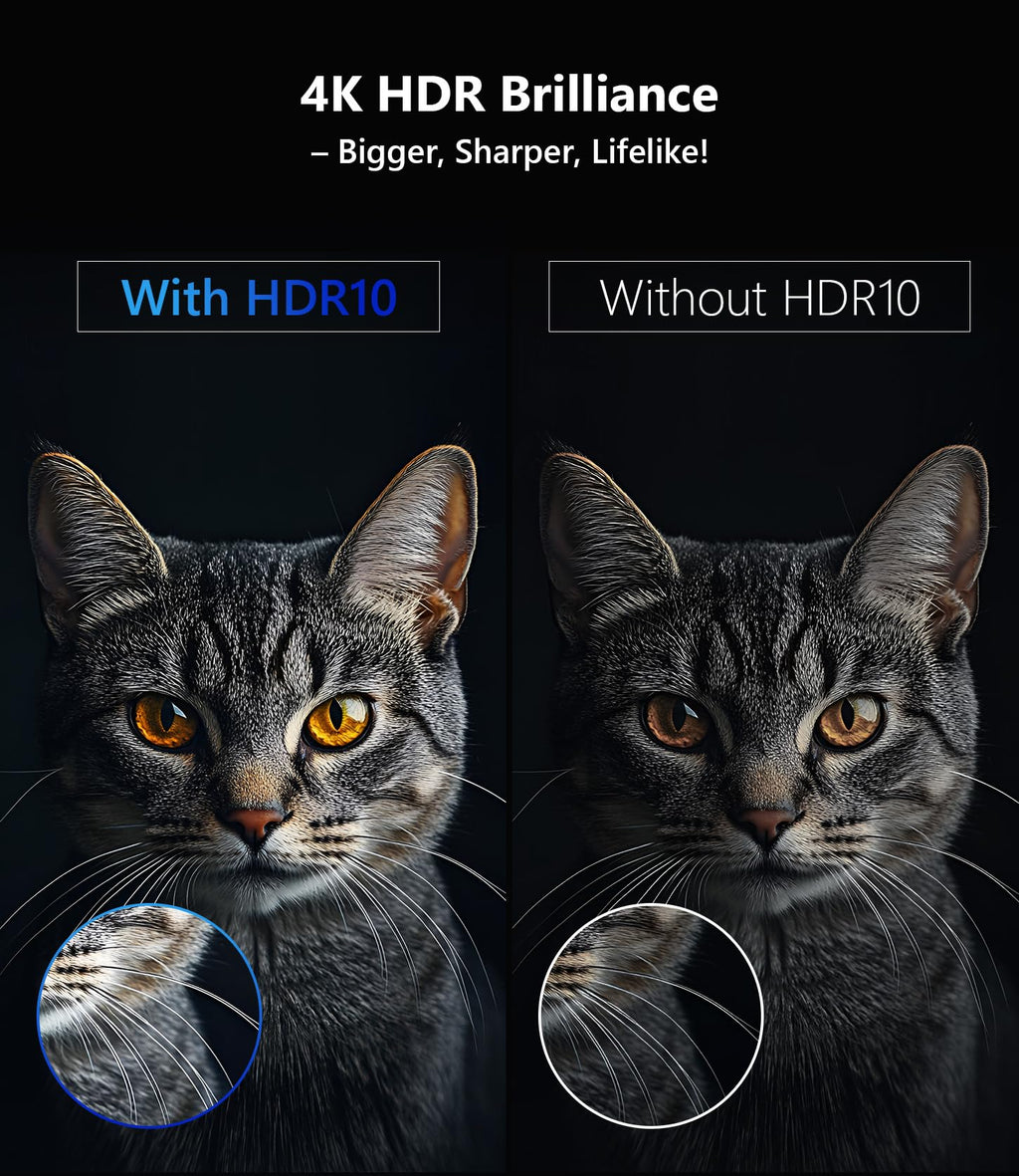 CAIWEI A10R 4K Smart Daytime Projector, 1580ANSI High-Brightness Home Theater Projector with 300" Huge Display, NFC WiFi6 Bluetooth 5.2, 2G+32G Android TV 9.0